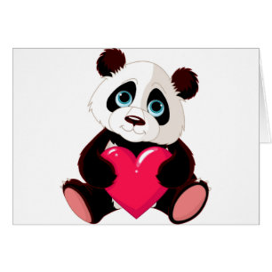 cute panda red big heart animation cute trendy fun