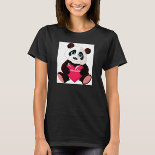 Cute panda red big heart animation cute trendy fun T-Shirt