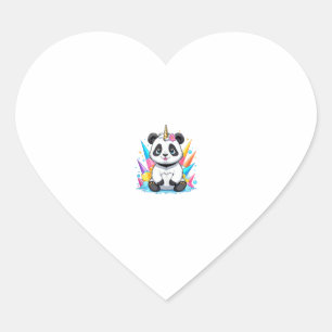 Cute Panda Riding Unicorn Girls Women Rainbow Tank Heart Sticker