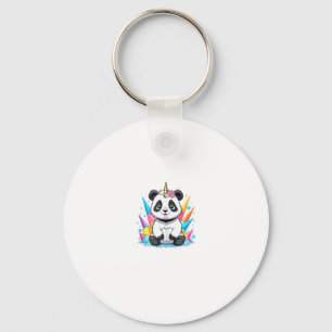 Cute Panda Riding Unicorn Girls Women Rainbow Tank Key Ring