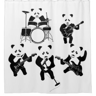 Cute Panda Rock Band Shower Curtain