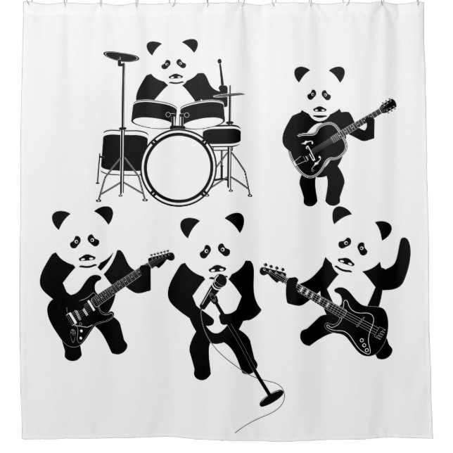 Cute Panda Rock Band Shower Curtain (Front)