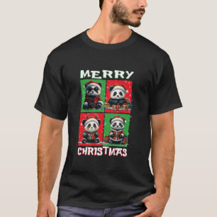 Cute Panda Santa Animals Lover Merry Christmas Tre T-Shirt