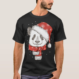 Cute Panda Santa's Hat Christmas Panda Bear Lover  T-Shirt