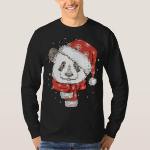 Cute Panda Santa's Hat Christmas Panda Bear Lover T-Shirt