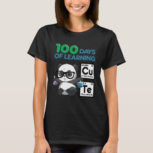 Cute Panda Scientist 100 Shoulder Days T-Shirt (Front)
