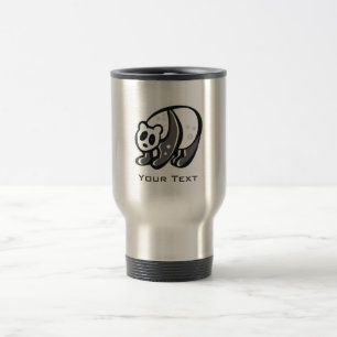 Cute Panda; Silver Travel Mug
