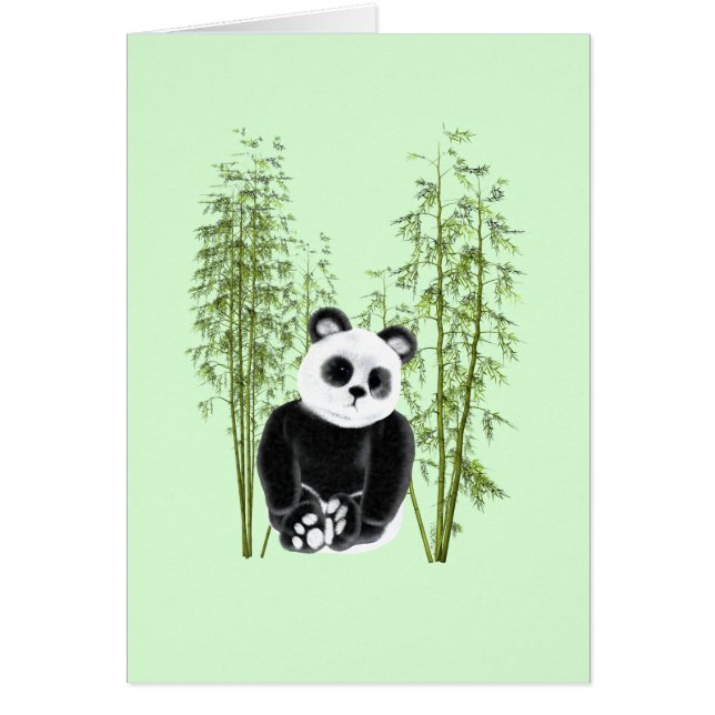 Cute Panda Sitting in Bamboo card (Front)