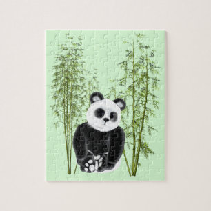 Cute Panda Sitting in Bamboo Jigsaw Puzzle