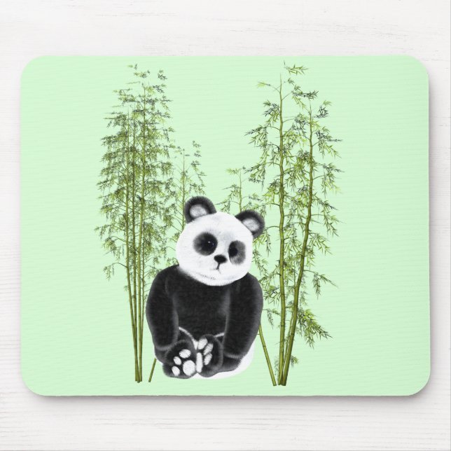 Cute Panda Sitting in Bamboo Mouse Mat (Front)