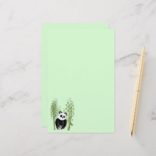 Cute Panda Sitting In Bamboo Stationery