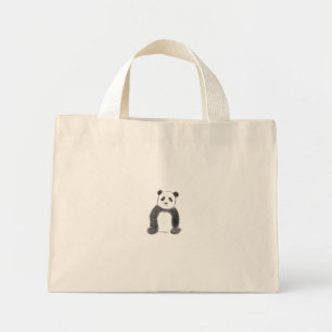 Cute panda sketch black and white mini tote bag
