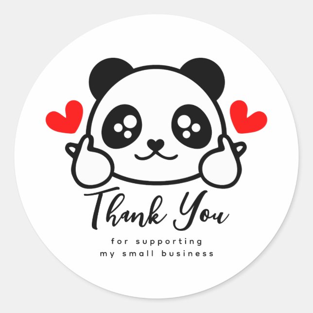 Cute Panda Small Business Thank You Classic Round Sticker (Front)
