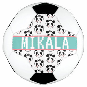 Cute Panda Soccer Fan Custom Name Football