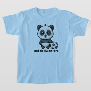 Cute Panda Soccer Football custom kids name  T-Shirt