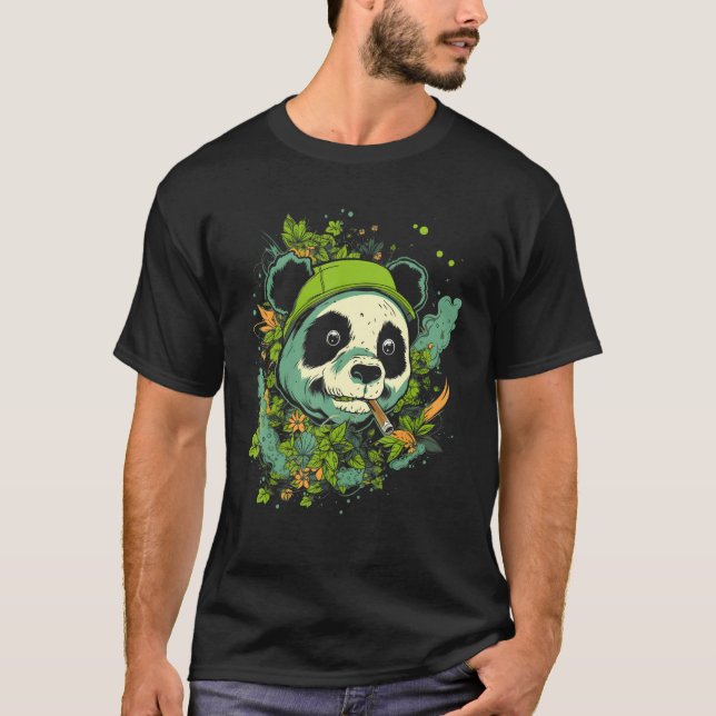 Cute Panda Splash Animal Face  Splash Paint Graphi T-Shirt (Front)
