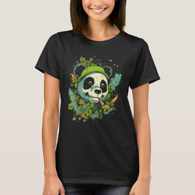 Cute Panda Splash Animal Face  Splash Paint Graphi T-Shirt (Front)