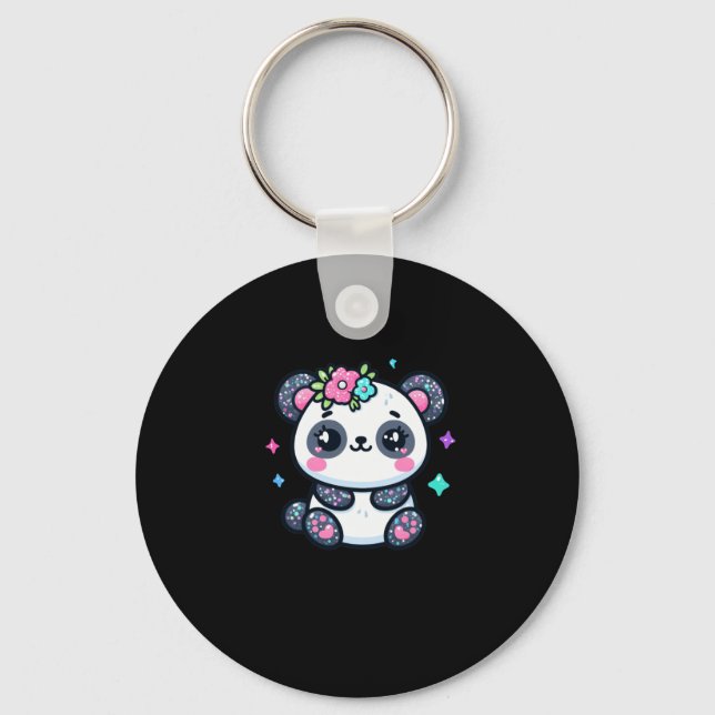 Cute Panda Sticker  Key Ring (Front)