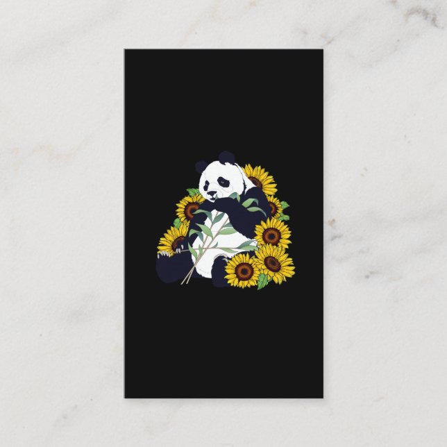 Cute Panda Sunflower Lover Beautiful Flowers Business Card (Front)