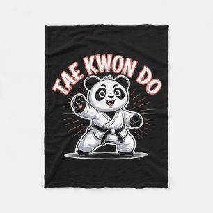 Cute Panda Taekwondo - Funny Korean MMA TKD Fleece Blanket
