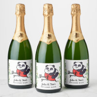 Cute Panda Thank You Baby Shower Sparkling Wine La