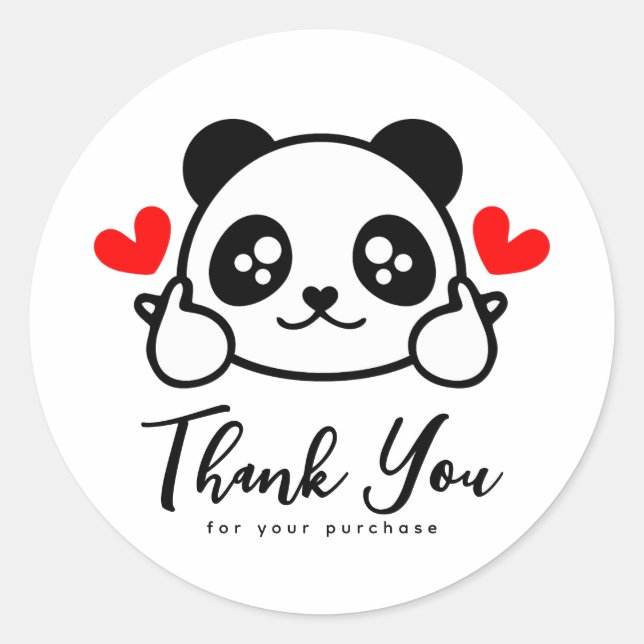 Cute Panda Thank You For Your Purchase Classic Round Sticker (Front)