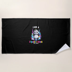 Cute Panda Unicorn I'am A Pandicorn Magic Girl Wom Beach Towel