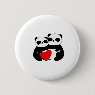 Cute Panda Valentines Day Gift Panda Couple With H 6 Cm Round Badge