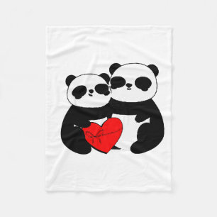 Cute Panda Valentines Day Gift Panda Couple With H Fleece Blanket