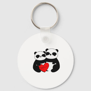 Cute Panda Valentines Day Gift Panda Couple With H Key Ring
