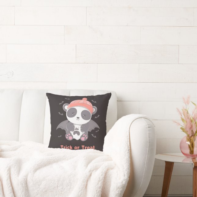 Cute Panda Vampire Black Halloween Cushion (Couch)