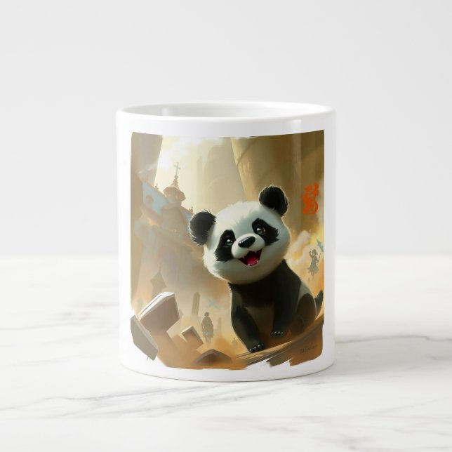 Cute Panda Vibes Large Coffee Mug (Front)