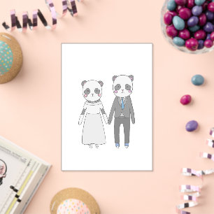 Cute Panda Wedding Couple – Kawaii Bride & Groom Acrylic Invitations