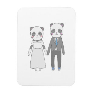 Cute Panda Wedding Couple – Kawaii Bride & Groom Magnet