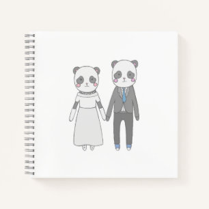 Cute Panda Wedding Couple – Kawaii Bride & Groom Notebook