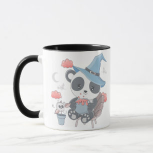 Cute Panda Witch Surrounded Clouds Halloween Mug