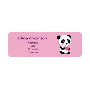 Cute Panda with a Pink Heart Personalised