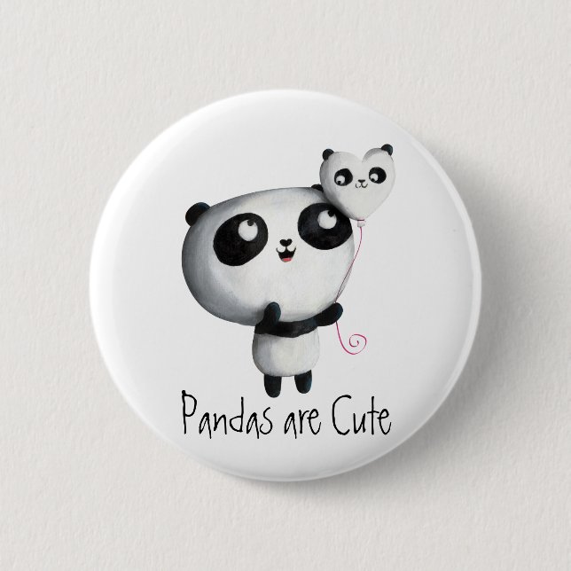 Cute Panda with Balloon 6 Cm Round Badge (Front)