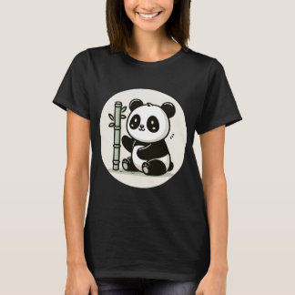 Cute Panda With Bamboo  T-Shirt