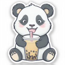 Cute Panda with Boba Tea Sticker – Kawaii