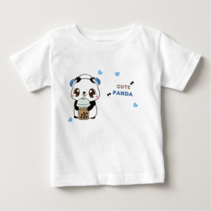 Cute Panda with Bubble Tea Baby T-Shirt