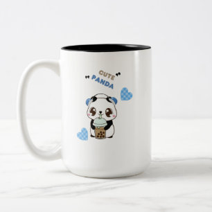 Cute Panda with Bubble Tea Two-Tone Coffee Mug