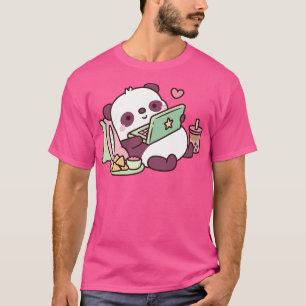 Cute Panda with Chips and Bubble Tea T-Shirt