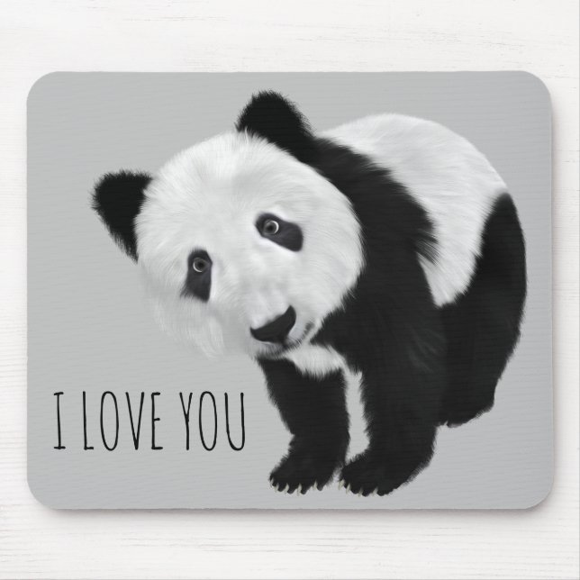 CUTE Panda with Customisable Text Mouse Mat (Front)