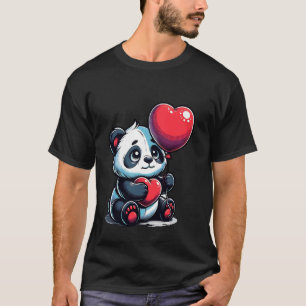 Cute Panda with Heart Balloon Expression of Love T-Shirt