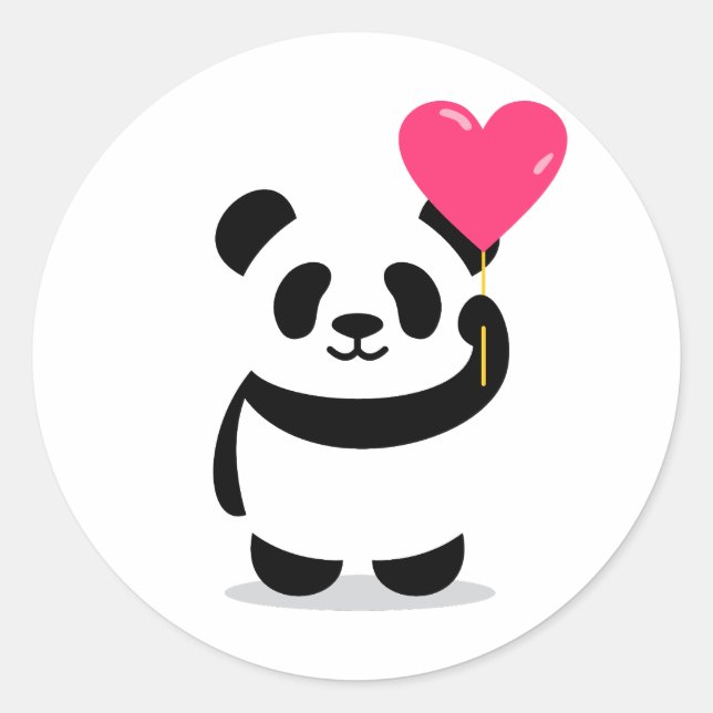 Cute Panda with Heart Balloon Sticker (Front)