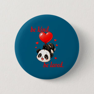 Cute panda with heart balloon valentine's day for 6 cm round badge