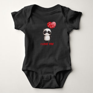 Cute Panda With Heart I Love You Valentine Gift Baby Bodysuit