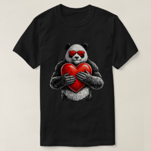 Cute Panda With Heart Love Design T-Shirt