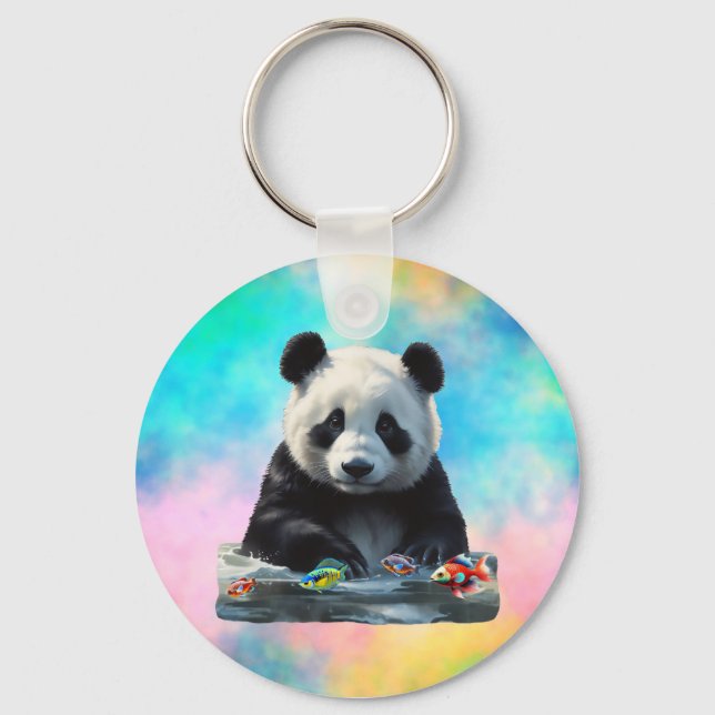 Cute Panda with his Toys Key Ring (Front)